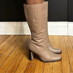 White Mountain Taupe Heeled Boots